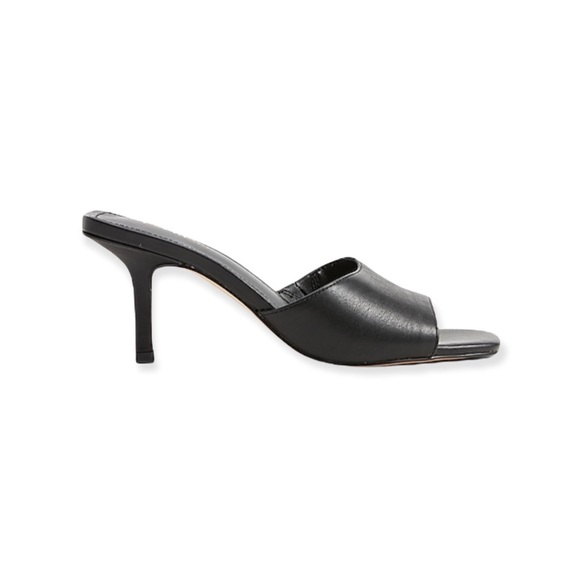 EXPRESS Black Square Toe Slide Heeled Sandals 9 NWT - Picture 2 of 4